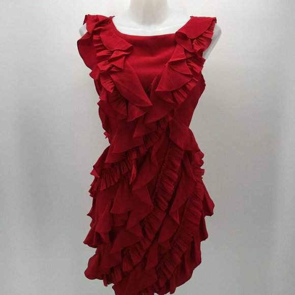 Marchesa Notte Dresses & Skirts - Marchesa Notte Red Sleeveless Ruffle Dress Size 2